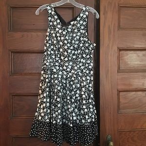 Lauren Conrad Retro Flare Dress Polka Dot & Floral
